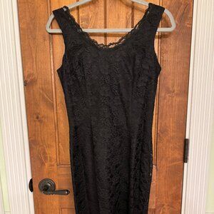 Women’s Cocktail Black Dress with Lace, Size 7